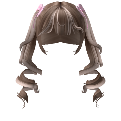 Long Swirly Pigtails W Bows In Brown Ash Blonde Roblox