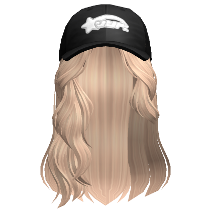 Messy Swept Wavy Hair W Black Cap Blonde Roblox