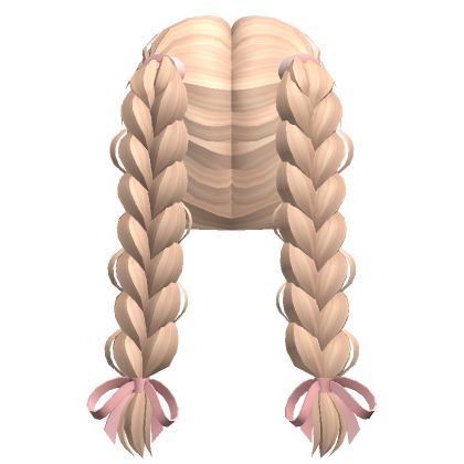 Braided Pigtails W Pink Bows In Blonde Roblox