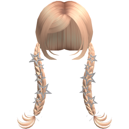 Y2K Long Braid Pigtails With Star Bow Blonde Roblox