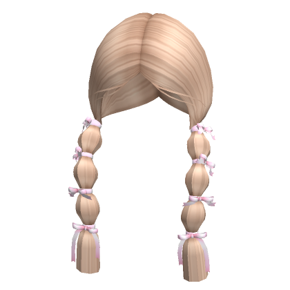 Soft Bubble Braids W Pink Ribbons Blonde Roblox