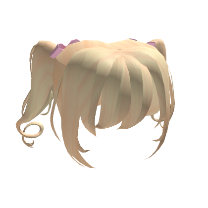 Blonde Short Curled Pigtails With Pink Bows Roblox