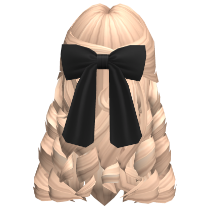 Flowy Wispy Curly Hair W Bow Blonde Black Roblox