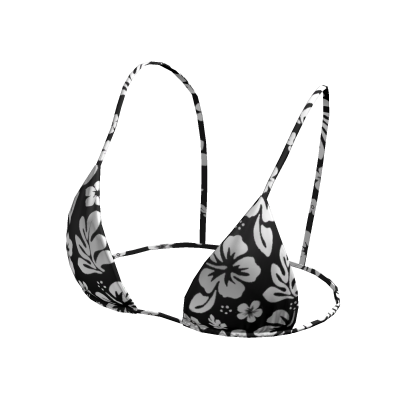 Bikini Top Black Hawaiian Flowers String Tied Y K Roblox