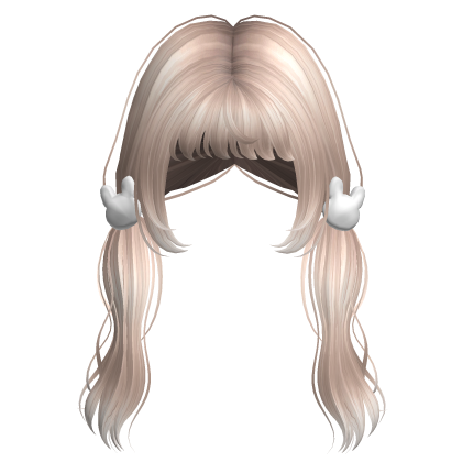 Platinum Blonde Fluffy Low Pigtails Bunny Clips Roblox