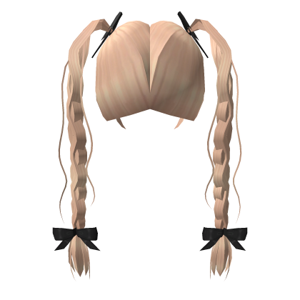 Soft Preppy Kawaii Braids With Black Bows Blonde Roblox