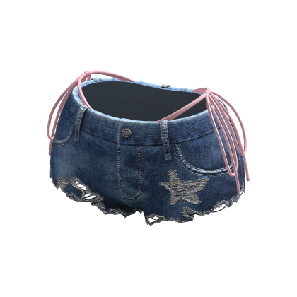 Y K Ripped Denim Shorts W Pink Bikini Roblox