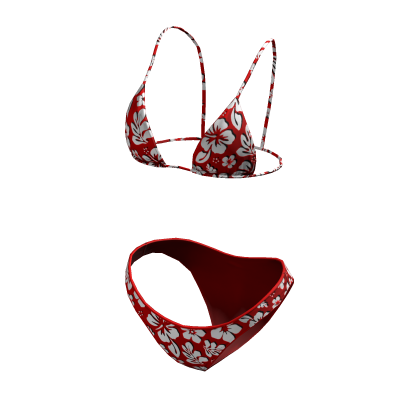 Bikini Red Swimsuit Hawaiian Flowers String Tied Roblox