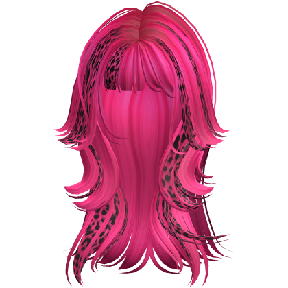 Long Leopard Messy Punk Wolfcut Hair Hot Pink Roblox