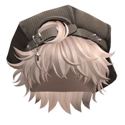 Messy Hair With Punk Cap Platinum Blonde Roblox