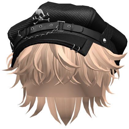 Blonde Messy Hair W Skull Punk Cap Roblox