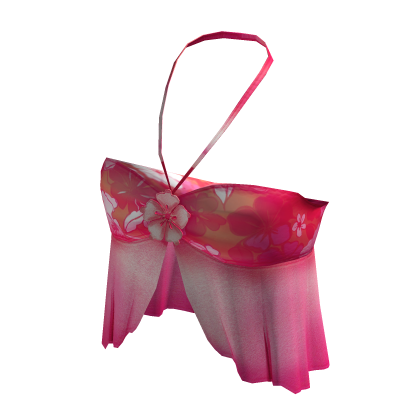 Y2K Summer Hibiscus Halter Top Hot Pink Roblox