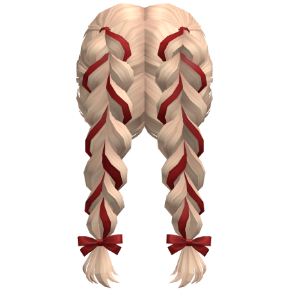 Double Heart Braids W Red Christmas Bows Blonde Roblox