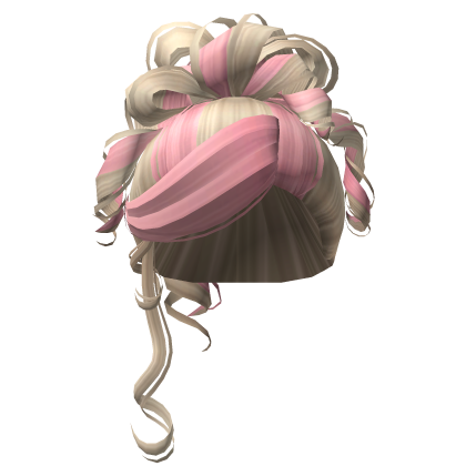 Messy Curly Updo In Blonde W Pink Roblox