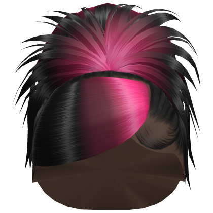 Spikey Y2k Bun Updo Black With Hot Pink Root Roblox