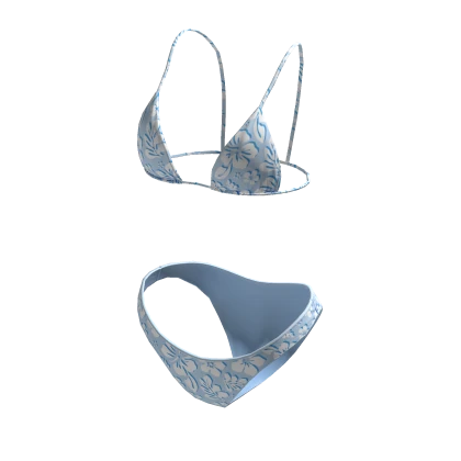 Bikini Blue Swimsuit Hawaiian Flowers String Tied Roblox Item Rolimon S