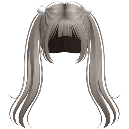 Ash Blonde Pigtails With Pom Poms Roblox
