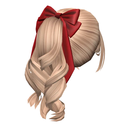 Wavy Flowy Ponytail W Red Christmas Bow Blonde Roblox Item