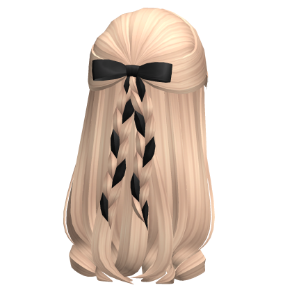 Double Braided Half Up W Black Bow Blonde Roblox