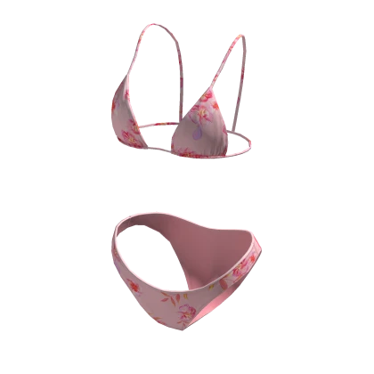 Bikini Pink Swimsuit Hawaiian Flowers String Tied Roblox Item Rolimon S