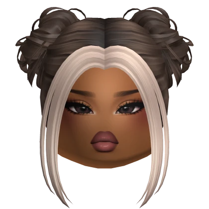 Playful Double Space Buns W Makeup Brown Blonde Roblox Item