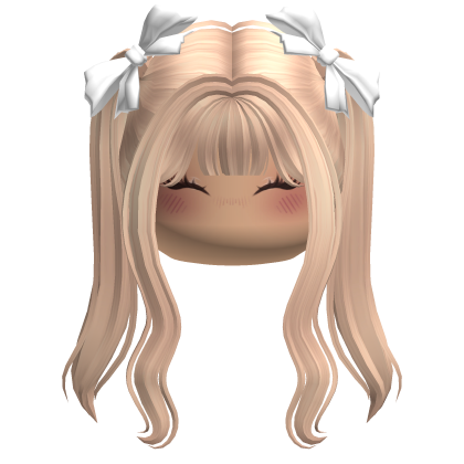Kawaii Bow Pigtails W Makeup Blonde Roblox