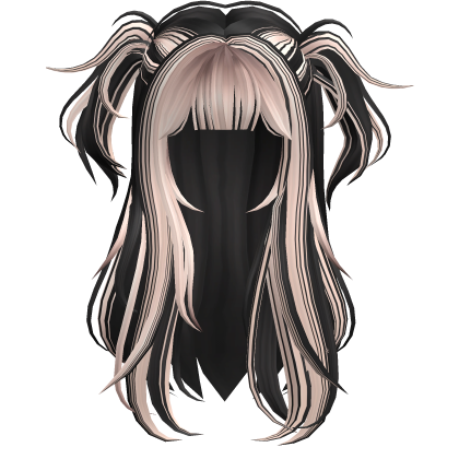 Two Tone Messy Layered Pigtails Blonde Black Roblox