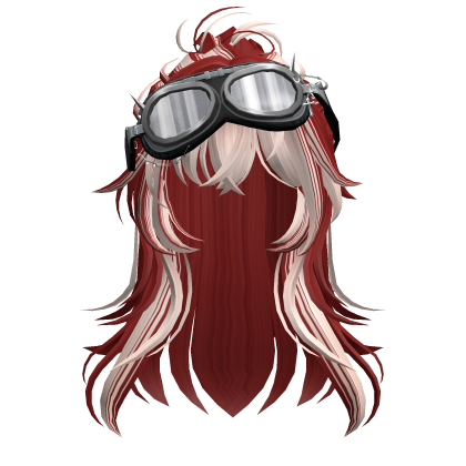 Two Tone Anime Half Up Hair W Goggles Red Blonde Roblox