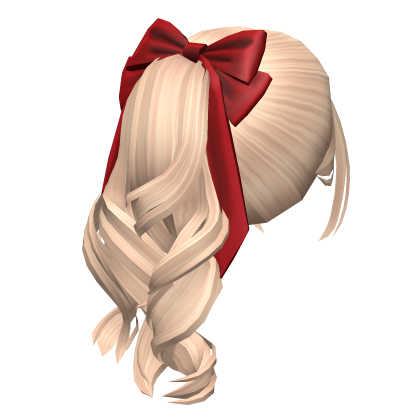 Wavy Flowy Ponytail W Red Christmas Bow Blonde Roblox