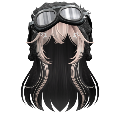 Two Tone Anime Hair W Goggles Ushanka Black Blonde Roblox