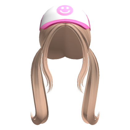 Preppy Pigtails W Pink Smiley Face Hat Blonde Roblox