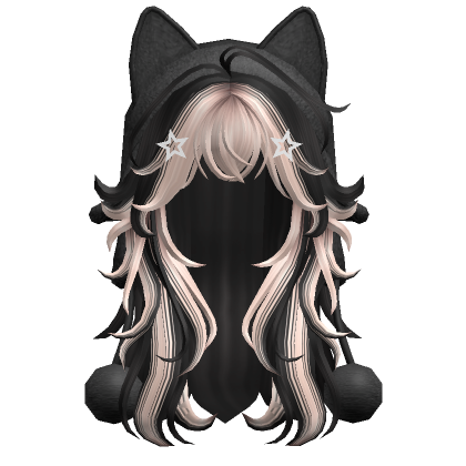 Two Tone Wolfcut W Cat Ushanka Black Blonde Roblox