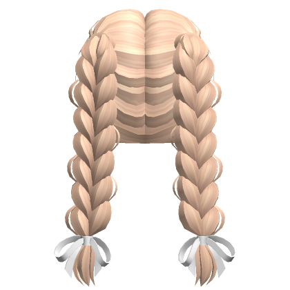 Braided Pigtails W White Bows In Blonde Roblox
