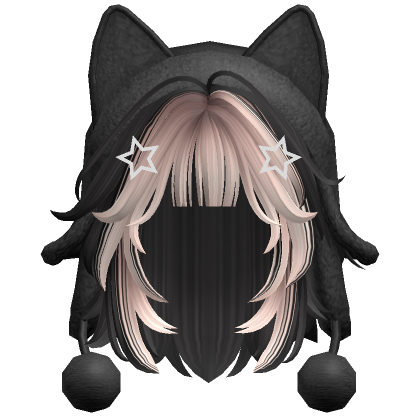 Two Tone Wolfcut W Cat Ushanka In Blonde Black Roblox