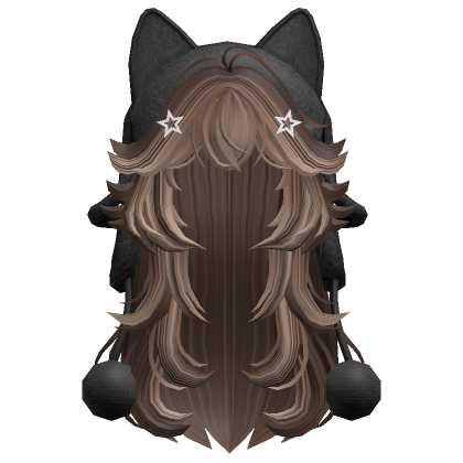 Two Tone Wolfcut Hair W Cat Ushanka Brown Blonde Roblox