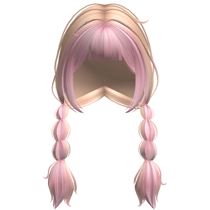 Short Messy Twin Braids W Bangs Blonde Pink Roblox