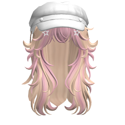 Two Tone Wolfcut W Beret Cap Pink Blonde Roblox