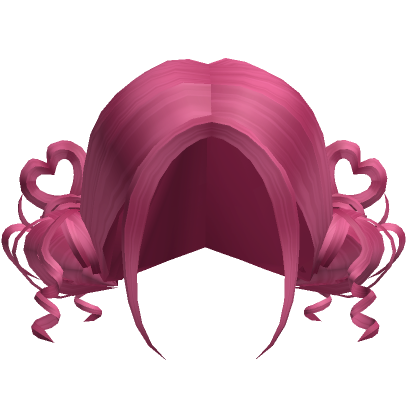 Y2K Curly Preppy Loose Heart Buns Hot Pink Roblox