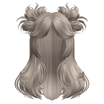 Ash Blonde Fluffy Hair With Messy Space Buns Roblox