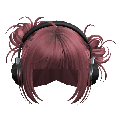 Cute Buns With Headphones Dark Pink Roblox