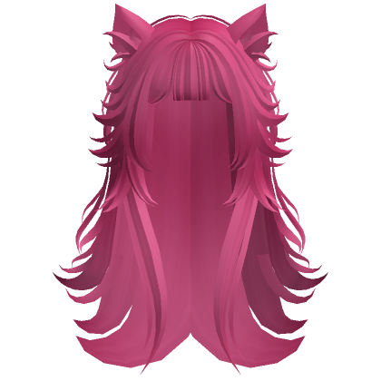 Anime Wolfcut W Bangs Cat Ears Hot Pink Roblox