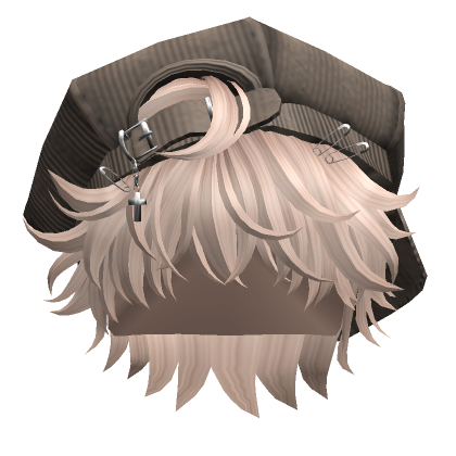 Messy Hair With Punk Cap Platinum Blonde Roblox