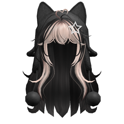 Two Tone Hair W Cat Ushanka In Black Blonde Roblox