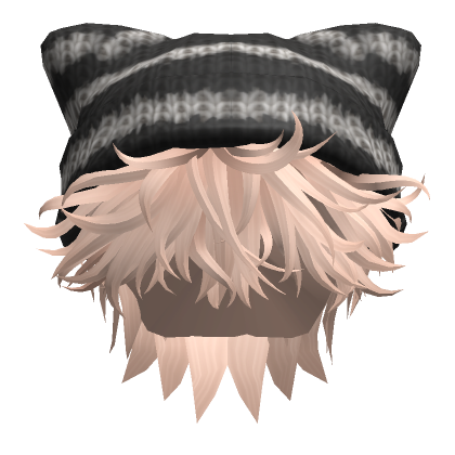 Messy Fluffy Hair W Cat Beanie In Blonde Roblox