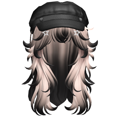 Fluffy Y2K Wolfcut W Beret Cap Black Blonde Roblox Item Rolimon S