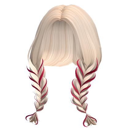Cute Messy Double Braid Pigtails Red Bows Blonde Roblox