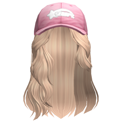 Messy Swept Wavy Hair W Pink Cap Blonde Roblox