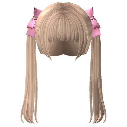 Kawaii Long Straight Pigtails With Ribbon Blonde Roblox