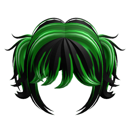 Messy Fluffy Girl Hair Black To Green Roblox