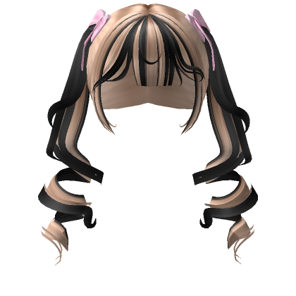 Long Swirly Pigtails With Bows In Blonde Black Roblox